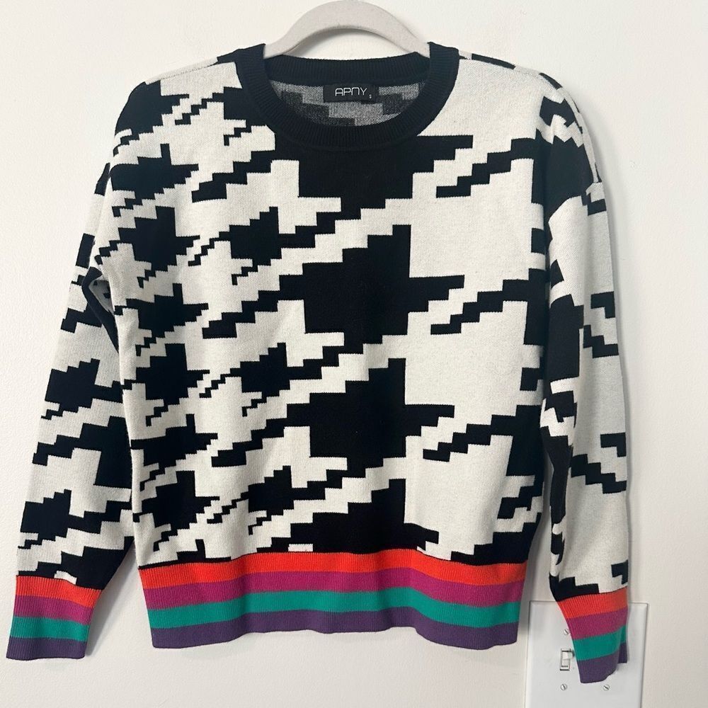 Apny Houndstooth Pattern Pullover With Colorband … - image 2